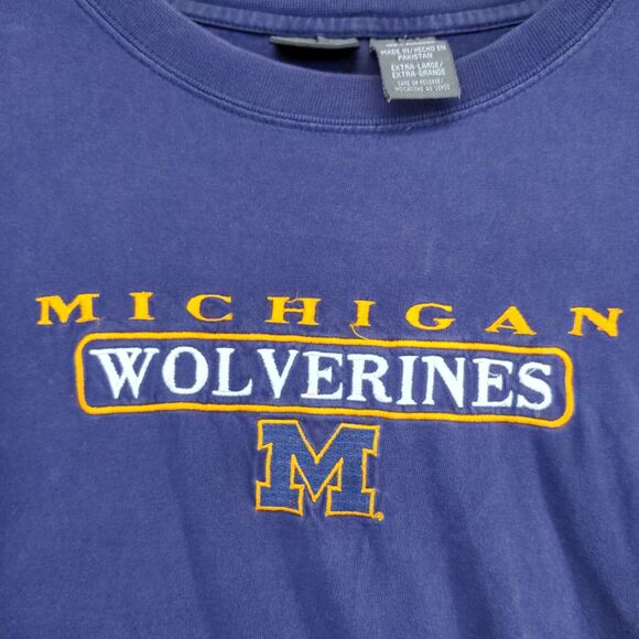 Pro Edge Men's Michigan Wolverines T-Shirt Blue XL Short Sleeve Logo Embroidered - Picture 4 of 13
